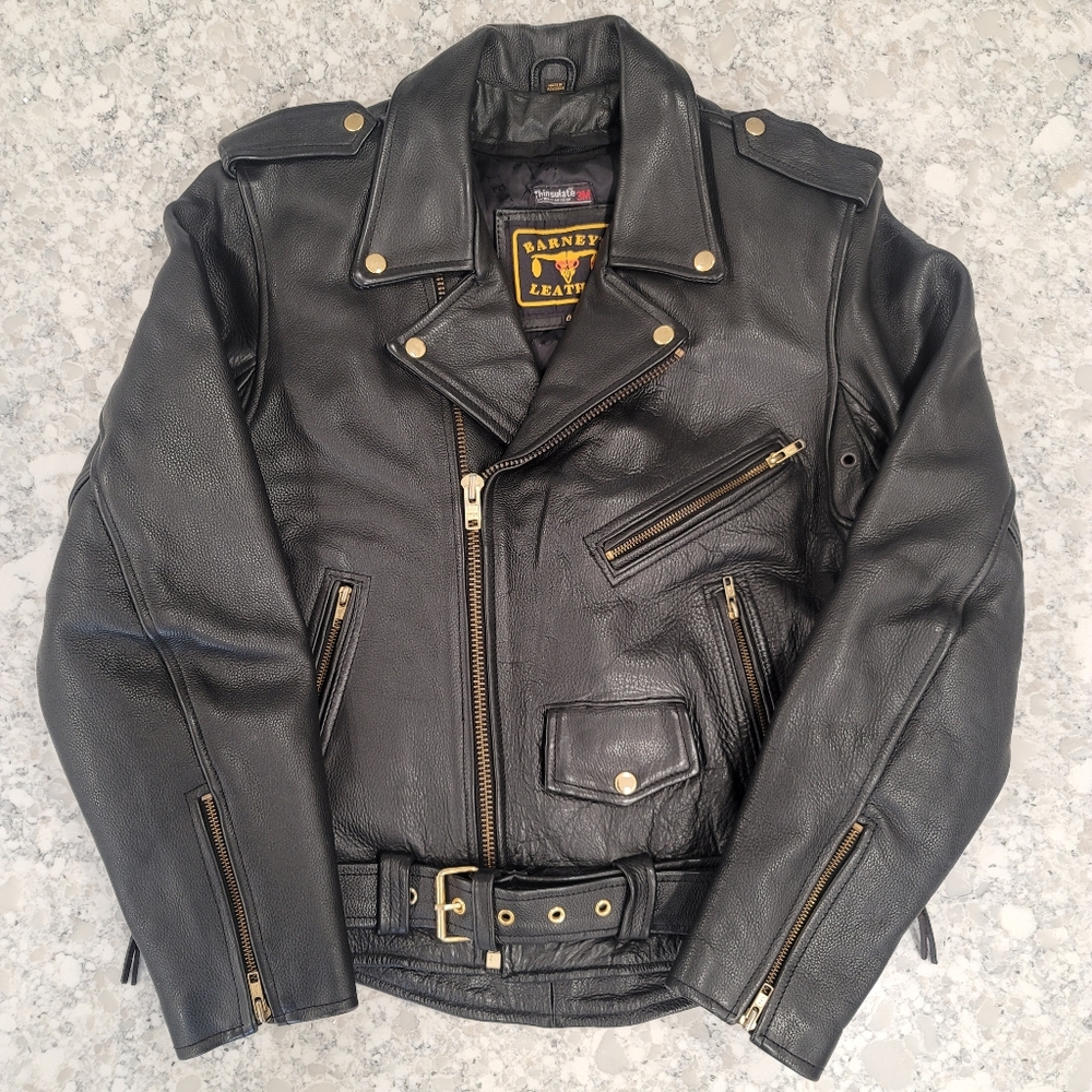 Classic Biker Black Leather Unisex  Motorcycle Jacket